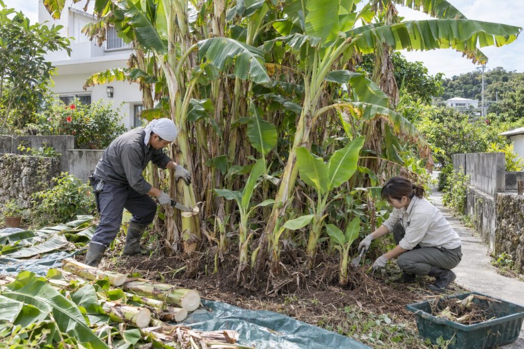 芭蕉・バナナが庭で増えすぎたら？沖縄で多い繁殖トラブルと処理