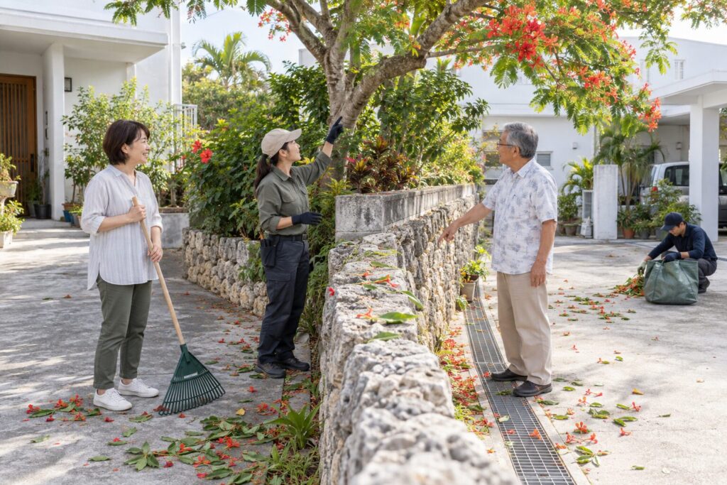 庭木の落ち葉・花びらで近隣から苦情？トラブルを防ぐ管理と対処